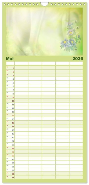 Produktbild: Familienplaner 2026 - Liebe wird im Herzen geboren mit 5 Spalten (Wandkalender, 21 x 45 cm) CALVENDO