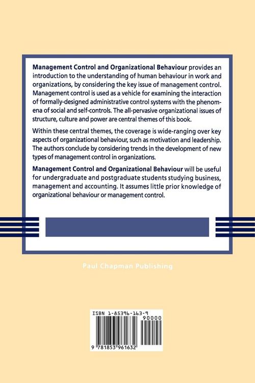 Produktbild: Management Control and Organizational Behaviour
