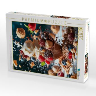 Produktbild: CALVENDO Puzzle Schokoladen-Vanille-Eiscreme mit frischen Fr&uuml;chten und getrockneten Haferflocken | 2000 Teile Lege-Gr&ouml;&szlig;e 90x67cm Foto-Puzzle f&uuml;r gl&uuml;ck