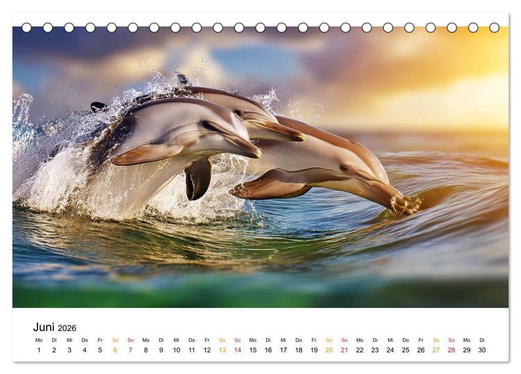 Produktbild: Delfine - Wellen K&uuml;nstler (Tischkalender 2026 DIN A5 quer), CALVENDO Monatskalender