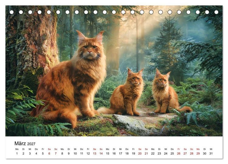 Produktbild: Eleganz in Pelz - ein Maine Coon - Kalender (Tischkalender 2027 DIN A5 quer), CALVENDO Monatskalender