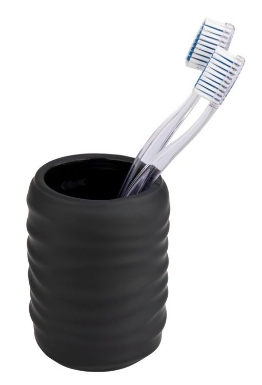 Produktbild: Bad-Accessoire Set Mod. Illana, schwarz, Keramik, &Oslash; 8,5 x 17 cm, soft-touch beschichtung,