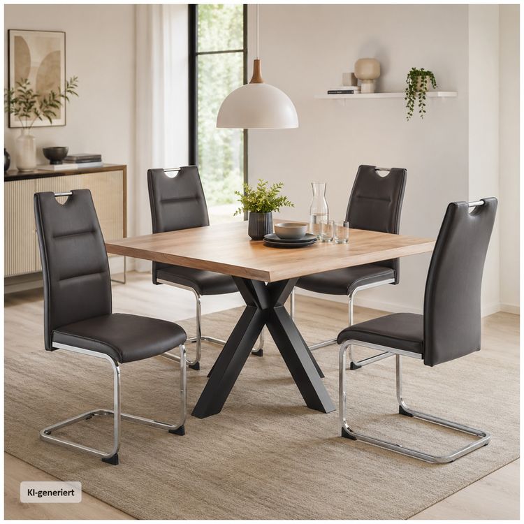 Produktbild: HTI-Living Schwingstuhl 4er Set PU braun DannyC Schwingstuhl 4er Set PU braun DannyC