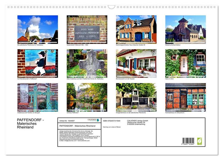 Produktbild: PAFFENDORF - Malerisches Rheinland (Wandkalender 2026 DIN A2 quer), CALVENDO Monatskalender