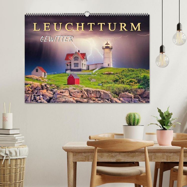 Produktbild: Leuchtturm Gewitter (Wandkalender 2026 DIN A2 quer), CALVENDO Monatskalender