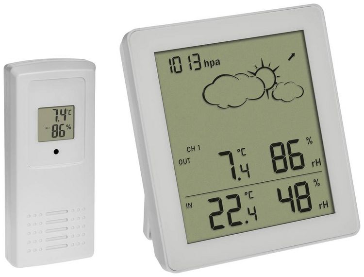 Produktbild: TFA Dostmann Funk-Wetterstation CLEAR 35.1168.02 Funk-Wetterstation Vorhersage f&uuml;r 12 bis 24 Stunden Anzahl Sensoren max. 3