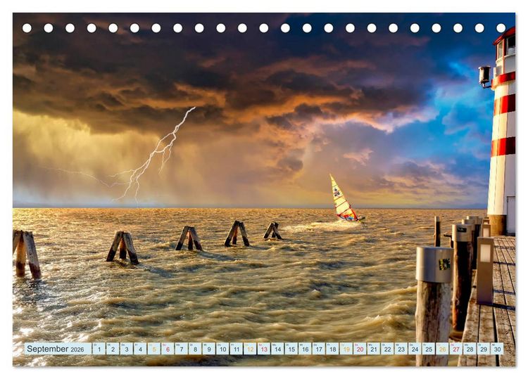 Produktbild: Leuchtturm Gewitter (Tischkalender 2026 DIN A5 quer), CALVENDO Monatskalender