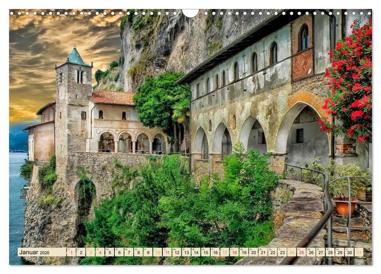 Produktbild: Europ&auml;ische Kl&ouml;ster - unverg&auml;ngliche Sch&ouml;nheiten (Wandkalender 2026 DIN A3 quer), CALVENDO Monatskalender