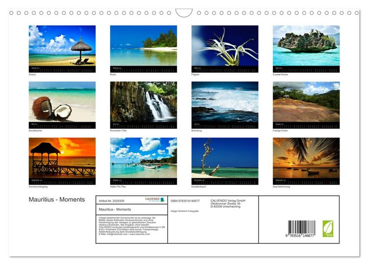 Produktbild: Mauritius - Moments (Wandkalender 2026 DIN A3 quer), CALVENDO Monatskalender