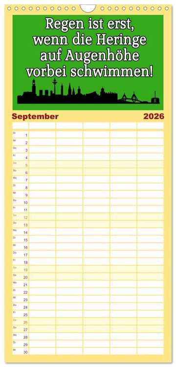Produktbild: Familienplaner 2026 - Hamburger Schnack mit 5 Spalten (Wandkalender, 21 x 45 cm) CALVENDO