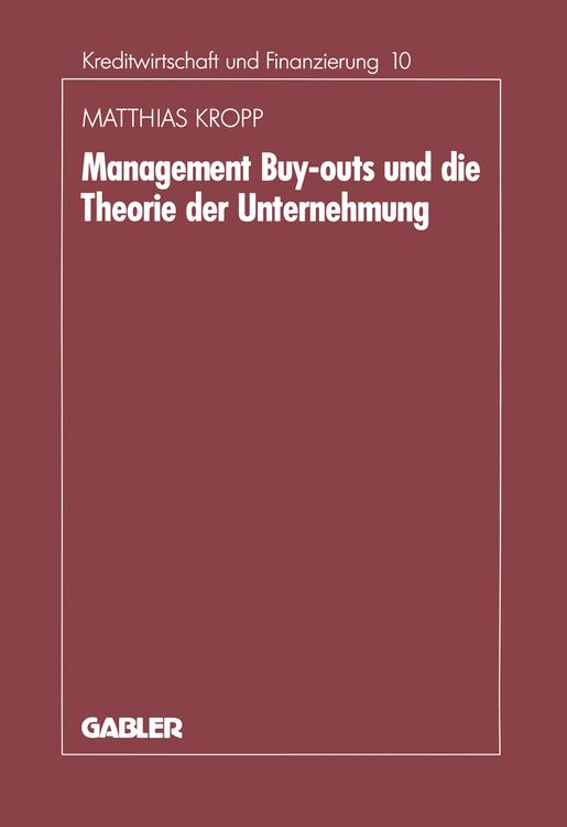 Produktbild: Management-Buyouts und die Theorie der Unternehmung