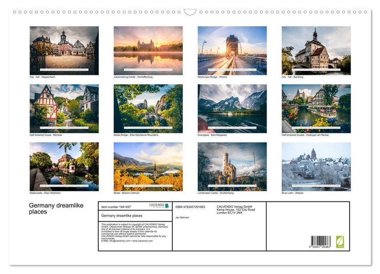 Produktbild: Germany dreamlike places (Wall Calendar 2026 DIN A2 landscape), CALVENDO 12 Month Wall Calendar