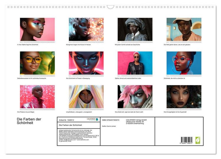 Produktbild: Die Farben der Sch&ouml;nheit (Wandkalender 2026 DIN A2 quer), CALVENDO Monatskalender