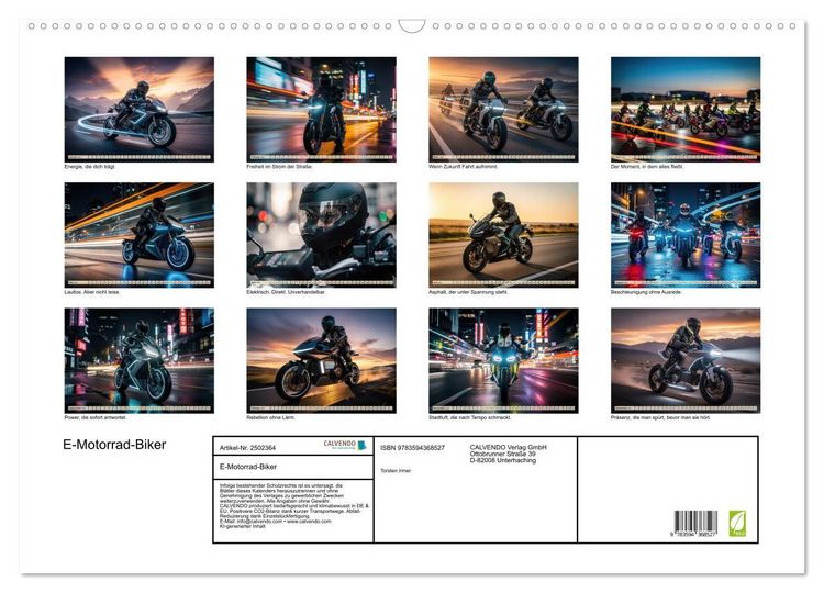 Produktbild: E-Motorrad-Biker (Wandkalender 2027 DIN A2 quer), CALVENDO Monatskalender