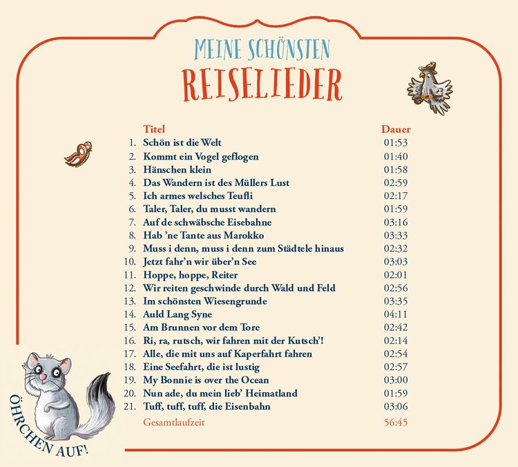 Produktbild: &Ouml;hrchen auf! Meine sch&ouml;nsten Reiselieder (Audio-CD)