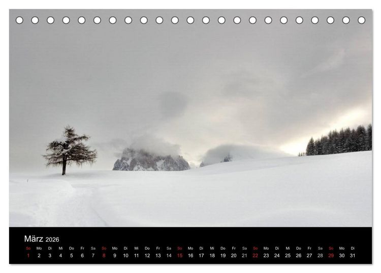 Produktbild: Die Seiser Alm im Winter (Tischkalender 2026 DIN A5 quer), CALVENDO Monatskalender