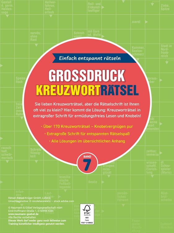 Produktbild: Gro&szlig;druck Kreuzwortr&auml;tsel Band 7 I R&auml;tselbuch f&uuml;r Senioren & Rentner