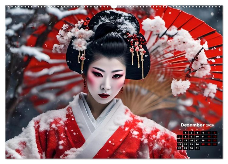 Produktbild: Geishas Portraits von japanischen Gastgeberinnen inspiriert (Wandkalender 2026 DIN A2 quer), CALVENDO Monatskalender