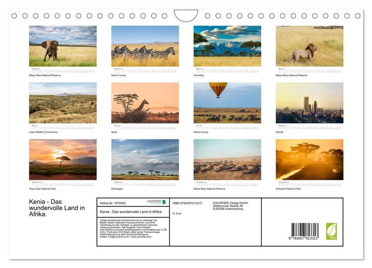 Produktbild: Kenia - Das wundervolle Land in Afrika. (Wandkalender 2026 DIN A4 quer), CALVENDO Monatskalender