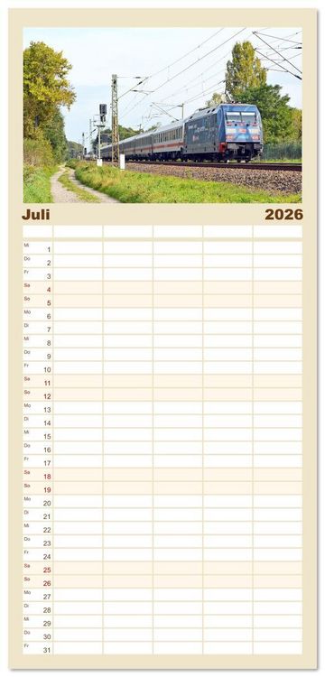 Produktbild: Familienplaner 2026 - Die Baureihe 101 der Deutschen Bahn mit 5 Spalten (Wandkalender, 21 x 45 cm) CALVENDO