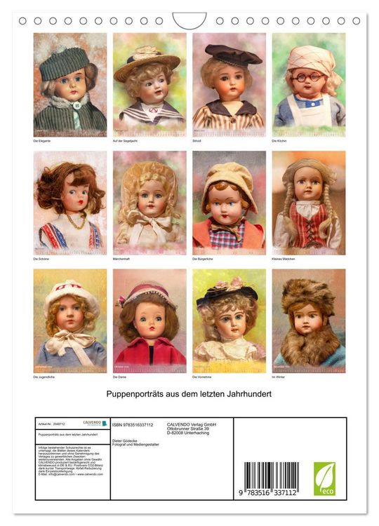 Produktbild: Puppenportr&auml;ts aus dem letzten Jahrhundert (Wandkalender 2026 DIN A4 hoch), CALVENDO Monatskalender