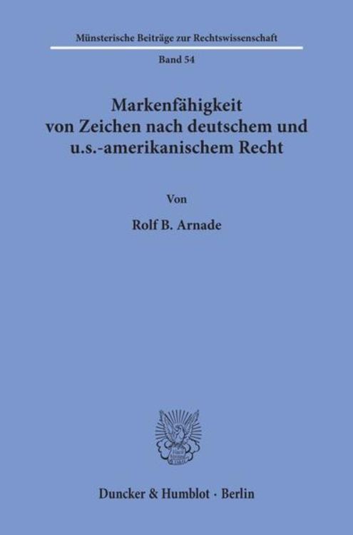 Produktbild: Markenf&auml;higkeit von Zeichen nach deutschem und u.s.-amerikanischem Recht.