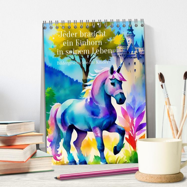 Produktbild: Jeder braucht ein Einhorn in seinem Leben - Bildergeschichte f&uuml;r Kinder (Tischkalender 2026 DIN A5 hoch), CALVENDO Monatskalender