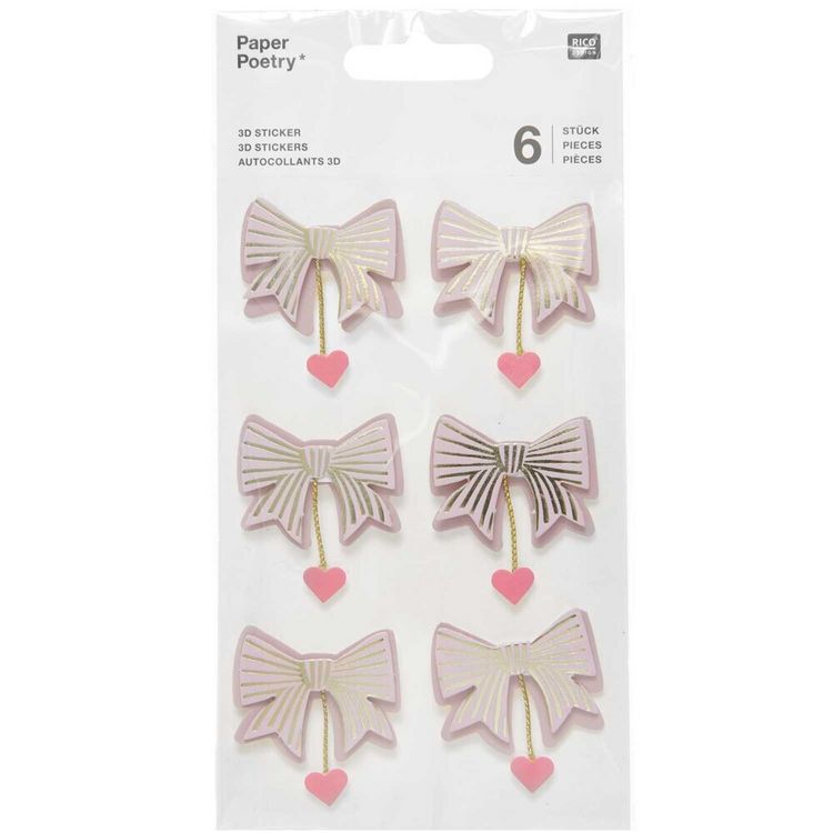 Produktbild: 3D Sticker Schleifen / Herzen, Mauve