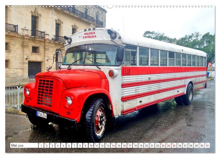 Produktbild: Omnibus-Welt - Autobusse in Kuba (hochwertiger Premium Wandkalender 2026 DIN A2 quer), Kunstdruck in Hochglanz