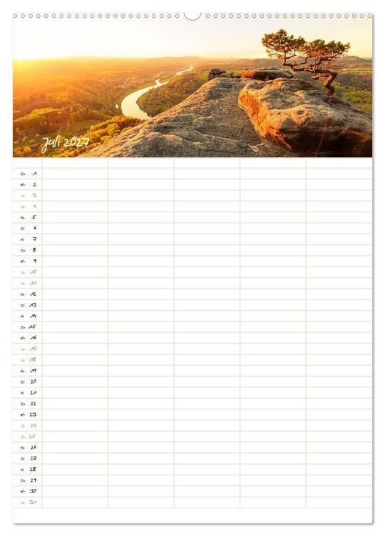 Produktbild: Familienkalender - Wandern im Elbsandsteingebirge (Wandkalender 2027 DIN A2 hoch), CALVENDO Monatskalender