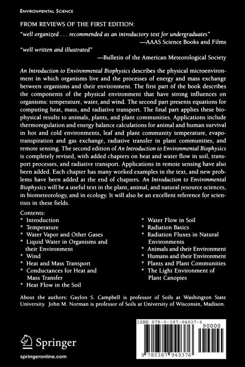 Produktbild: An Introduction to Environmental Biophysics