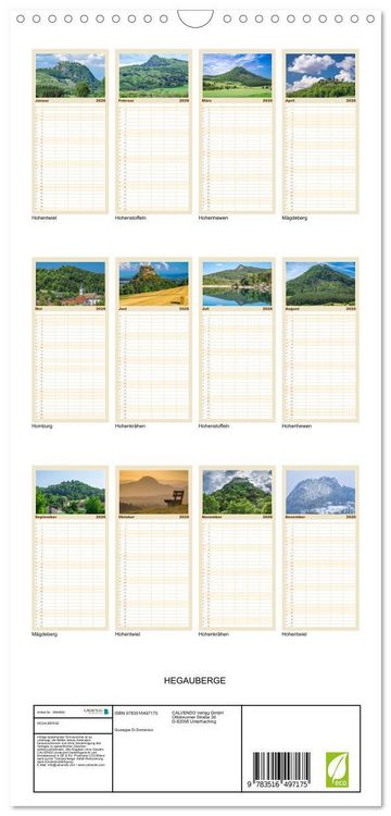 Produktbild: Familienplaner 2026 - HEGAUBERGE mit 5 Spalten (Wandkalender, 21 x 45 cm) CALVENDO