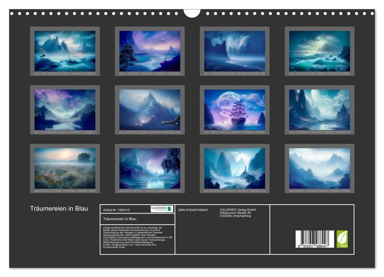 Produktbild: Tr&auml;umereien in Blau (Wandkalender 2026 DIN A3 quer), CALVENDO Monatskalender