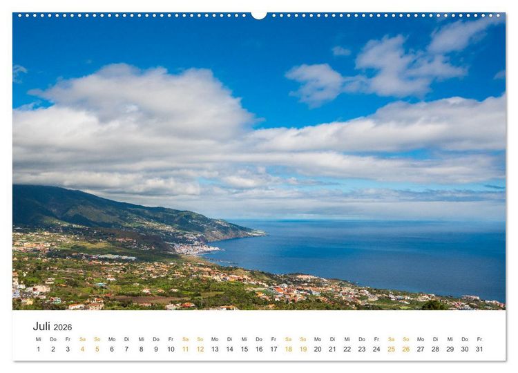 Produktbild: La Palma - Isla Bonita - Landschaften der Kanarischen Insel (hochwertiger Premium Wandkalender 2026 DIN A2 quer), Kunstdruck in Hochglanz