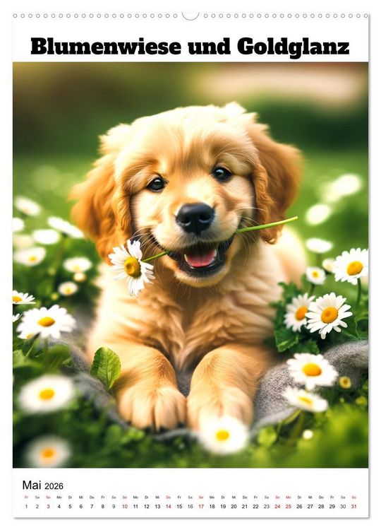 Produktbild: Hundewelpen zum Verlieben (Wandkalender 2026 DIN A2 hoch), CALVENDO Monatskalender