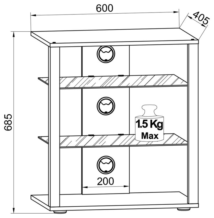 Produktbild: Hifi M&ouml;bel Rack Glas Phono Mediaregal Folas Rollen