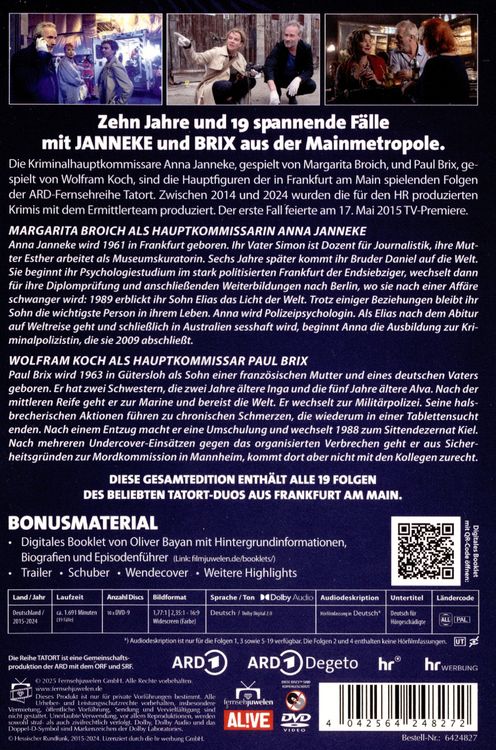 Produktbild: Tatort - Team Frankfurt - Janneke und Brix (Alle 19 F&auml;lle) [10 DVDs]