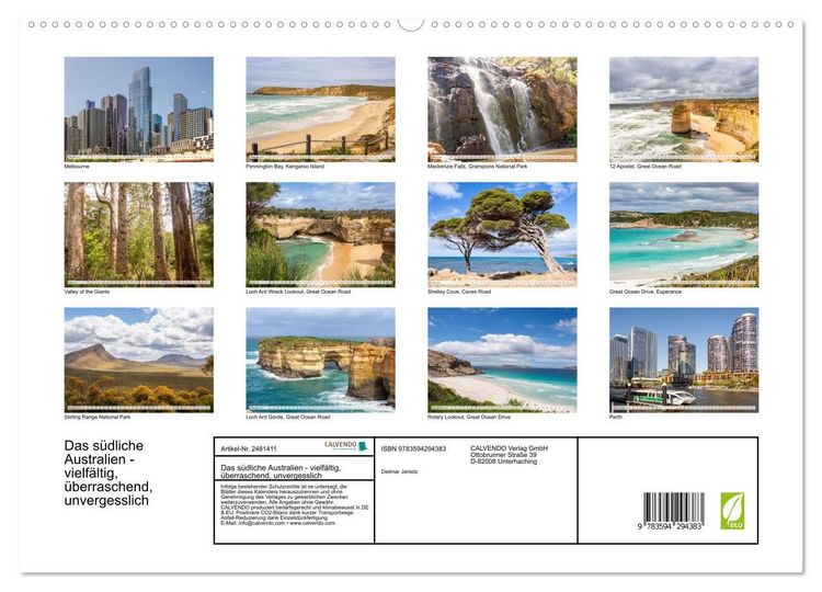Produktbild: Das s&uuml;dliche Australien - vielf&auml;ltig, &uuml;berraschend, unvergesslich (hochwertiger Premium Wandkalender 2027 DIN A2 quer), Kunstdruck in Hochglanz