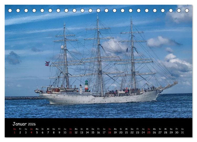 Produktbild: Windjammer vor Warnem&uuml;nde (Tischkalender 2026 DIN A5 quer), CALVENDO Monatskalender