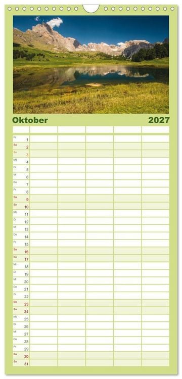 Produktbild: Familienplaner 2027 - Alpensee - Wunder der Natur mit 5 Spalten (Wandkalender, 21 x 45 cm) CALVENDO