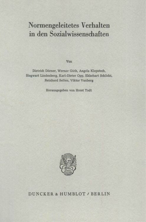 Produktbild: Normengeleitetes Verhalten in den Sozialwissenschaften.
