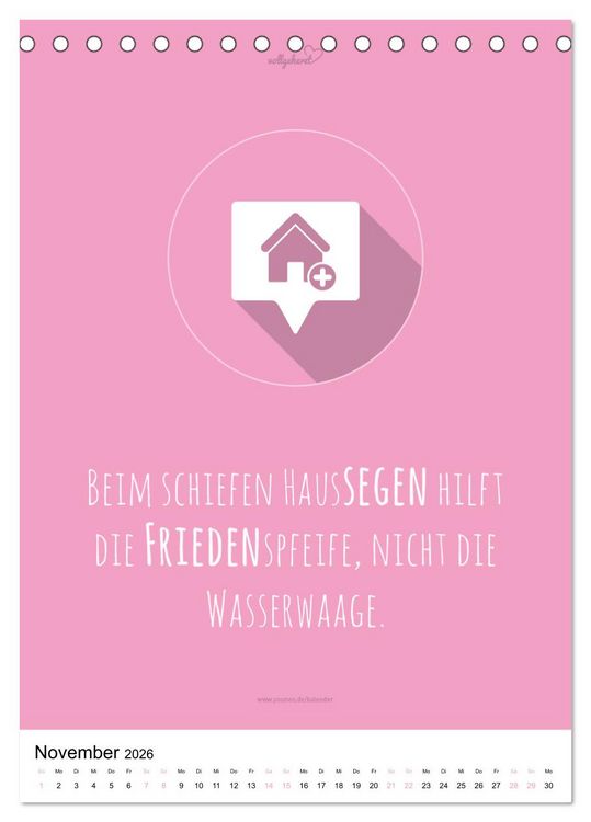 Produktbild: vollgeherzt: Der besondere Kalender f&uuml;r Bauherren mit motivierenden Hausbauzitaten (Tischkalender 2026 DIN A5 hoch), CALVENDO Monatskalender