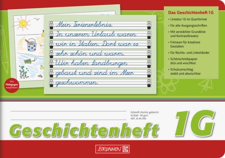 Produktbild: Brunnen Geschichtenheft A5quer Lin1G 16Bl
