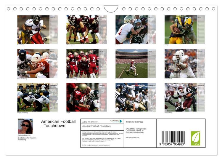 Produktbild: American Football - Touchdown (Wandkalender 2026 DIN A4 quer), CALVENDO Monatskalender
