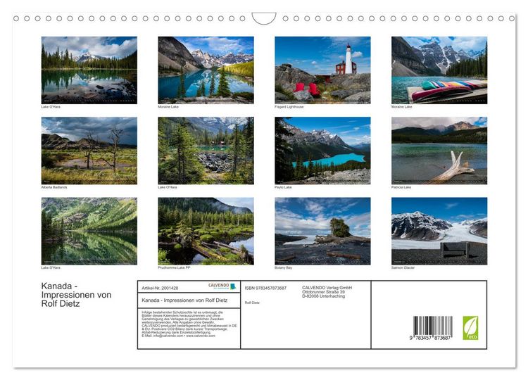 Produktbild: Kanada - Impressionen von Rolf Dietz (Wandkalender 2026 DIN A3 quer), CALVENDO Monatskalender