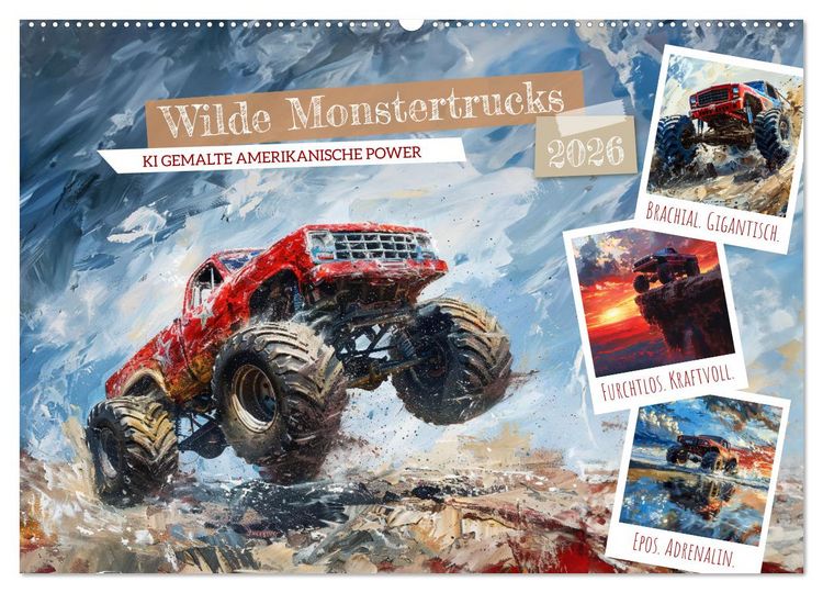 Produktbild: Wilde Monstertrucks (Wandkalender 2026 DIN A2 quer), CALVENDO Monatskalender