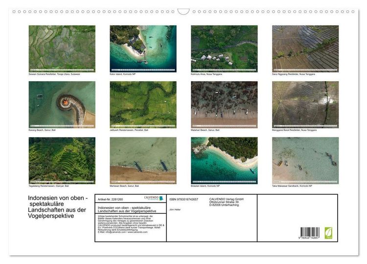 Produktbild: Indonesien von oben - spektakul&auml;re Landschaften aus der Vogelperspektive (Wandkalender 2026 DIN A2 quer), CALVENDO Monatskalender
