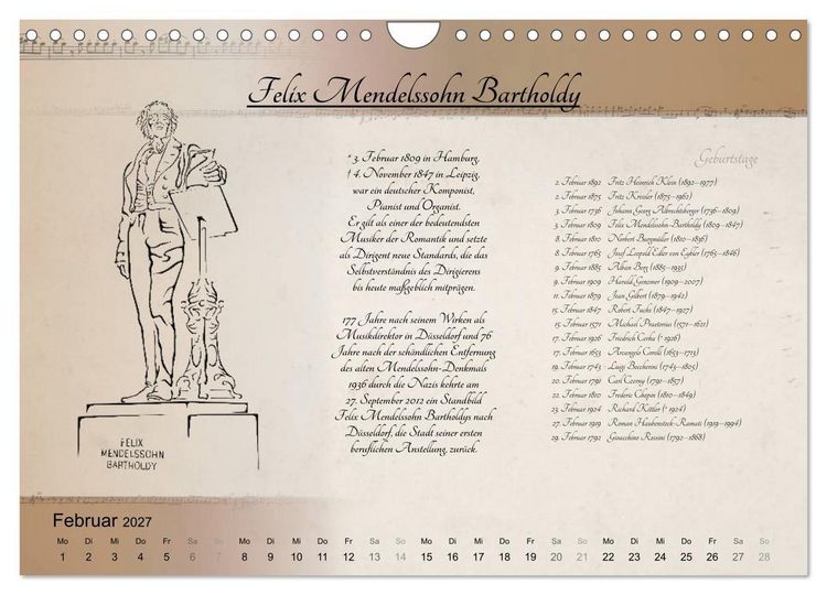 Produktbild: Von Mozart bis Beethoven (Wandkalender 2027 DIN A4 quer), CALVENDO Monatskalender
