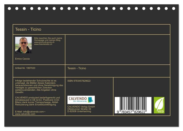 Produktbild: Tessin - Ticino (Tischkalender 2026 DIN A5 quer), CALVENDO Monatskalender