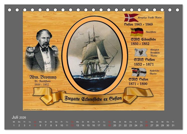 Produktbild: 500 Jahre unter Segeln - von der GOLDEN HIND zur KERSHONES (Tischkalender 2026 DIN A5 quer), CALVENDO Monatskalender